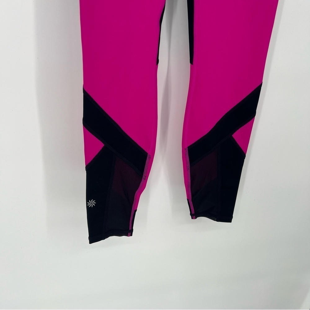 Athleta Sonar Colorblock Mesh Womens Leggings Navy Fuschia - Picture 3 of 15